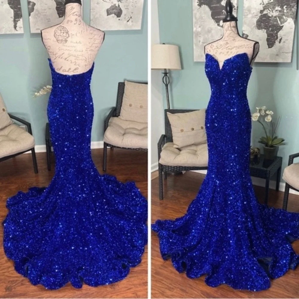 Cobalt Royal Blue mermaid evening gown or formal dress - Picture 1 of 5